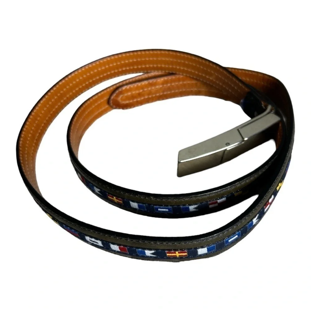 Paul & Shark Flags Leather Belt